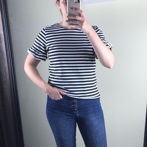 J. Crew Black and White Striped Top